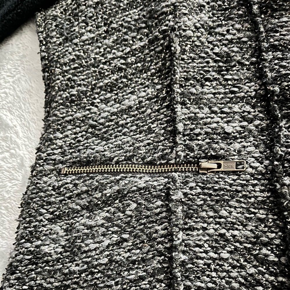 ANTHROPOLOGIE Cartonnier black glimmer tweed wool sweater jacket XS like new - Picture 3 of 7